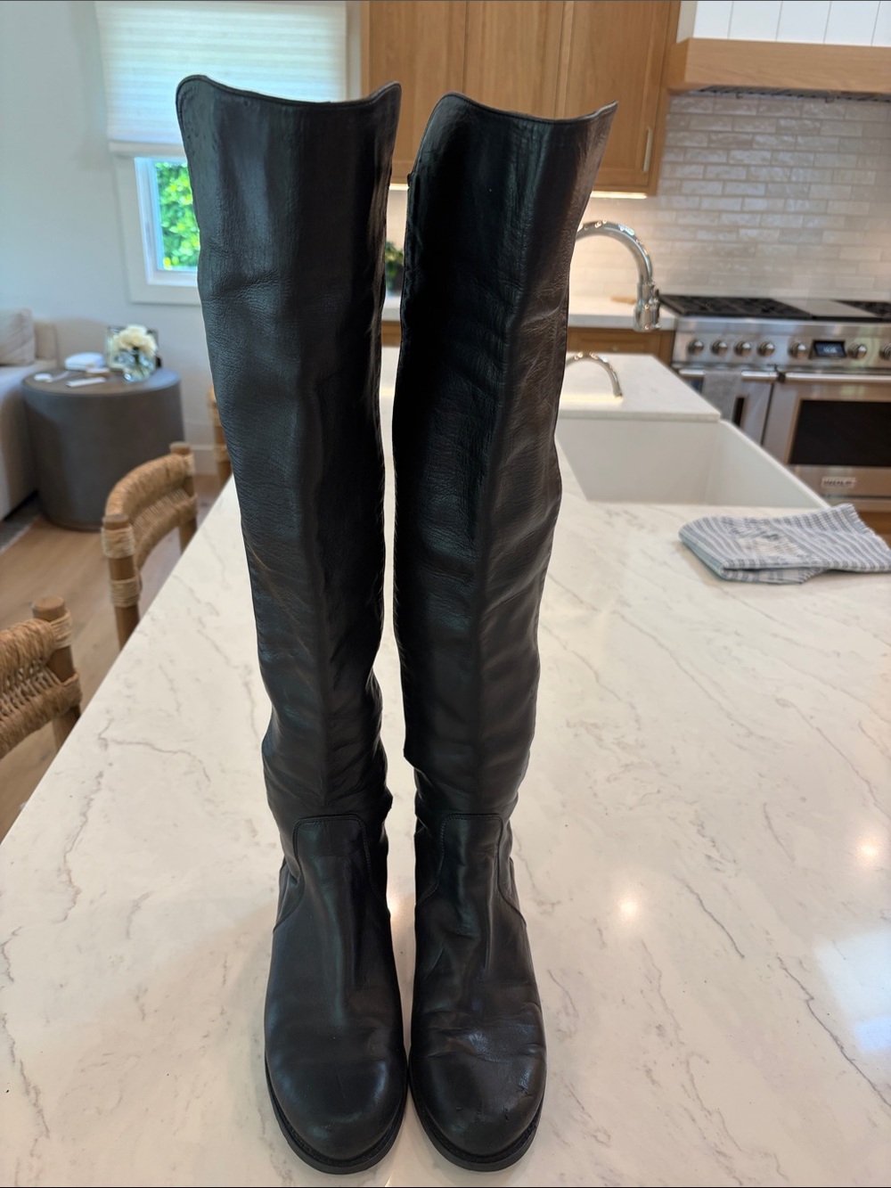 Stuart Weitzman Black Over-the-Knee Leather Boots